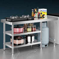 Établi de cuisine en acier inoxydable Table de travail en inox avec base ouverte pour réservoir de gaz Fournitures d'hôtel et de restaurant
