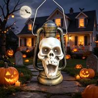 Lampe LED en plastique en forme de crâne, alimentée par piles, pour décorations d'Halloween, maisons hantées et salles d'évasion, accessoire de farce, mini lampe