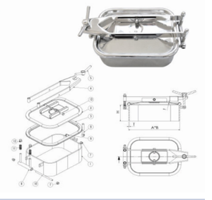 Trappe rectangulaire de haute qualité en acier inoxydable SS304 316L, alimentation manuelle avec un bras transversal - Product Image 6