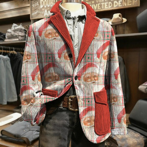 Blazer ajusté de style nouveau 2025 pour homme, veste de costume à revers cranté motif cœur (Corduroy <span class=keywords><strong>blanc</strong></span> 280g) - Product Image 2