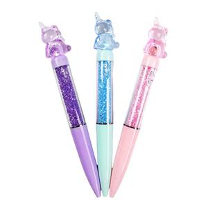 O & Q promocional ABS cristal unicornio Animal Logo pluma 0,7mm negro y azul tinta Kawaii bolígrafo retráctil - Product Image 1