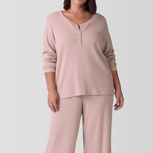 <span class=keywords><strong>Pigiama</strong></span> in cotone organico a nido d'ape personalizzato da <span class=keywords><strong>donna</strong></span>, <span class=keywords><strong>pigiama</strong></span> a maniche lunghe, <span class=keywords><strong>pigiama</strong></span> Henley personalizzato da <span class=keywords><strong>donna</strong></span>, abbigliamento da casa <span class=keywords><strong>oversize</strong></span> - Product Image 2