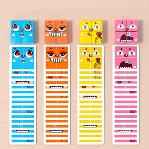 بطاقات كرتون مطابقة لتغيير الوجه كتل سحرية تكديس مكعب ألعاب خشبية - Product Image 4