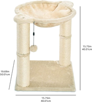 Tour d'activités pour chat en bois, multi-niveaux, avec hamac, griffoir, montage facile, balle interactive suspendue en peluche, griffoir en sisal durable