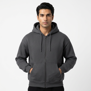 Balaclava personnalisée, sweat à capuche thermique surdimensionné à fermeture éclair intégrale, 100% coton, impression en mousse French Terry personnalisée, sweat à capuche unisexe - Product Image 1