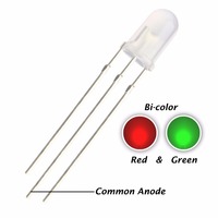 Diode LED Jstronic Bicolor 3mm 5mm 3 Broches Bi-couleur Anode/Cathode Commune Rouge Vert Bleu Jaune Blanc Lentille Diffuse Lampe LED