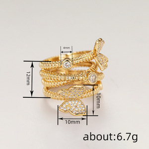 Elegante Anello a Strati con Farfalla per Donne, Gioiello da Dito in Stile Fatato alla Moda - Product Image 5