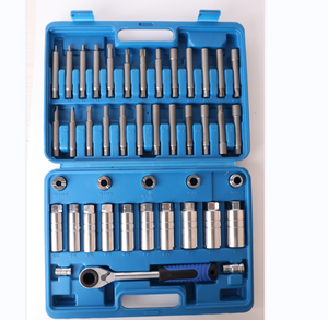 Kit de 43 outils de réparation et de remplacement pour moyeu de direction automobile, suspension, amortisseur, écrou de jambe de force, <span class=keywords><strong>douille</strong></span> traversante <span class=keywords><strong>1</strong></span>/<span class=keywords><strong>2</strong></span> pouce, clé à cliquet en T - Product Image 1