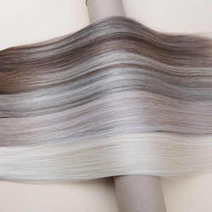 Extensions de <span class=keywords><strong>cheveux</strong></span> 100% humains Remy blond platine russe, 25g, trame nouée à la main avec pointes épaisses, invisible, Genius Can Be Cut Weft Hair - Product Image 4