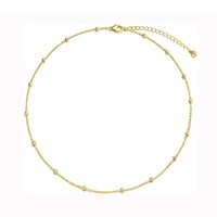 Collar de Cadena de Bolas de Acero Inoxidable de Una Sola Hilera con Cierre Cruzado, Chapado en Oro de 18K, Refinado y Sencillo, que No se Desvanece