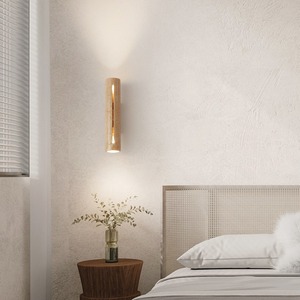 Lámpara de Pared Minimalista Wabi Sabi, Aplique de Madera con Piedra Natural Amarilla para Dormitorio o Pasillo - Product Image 4