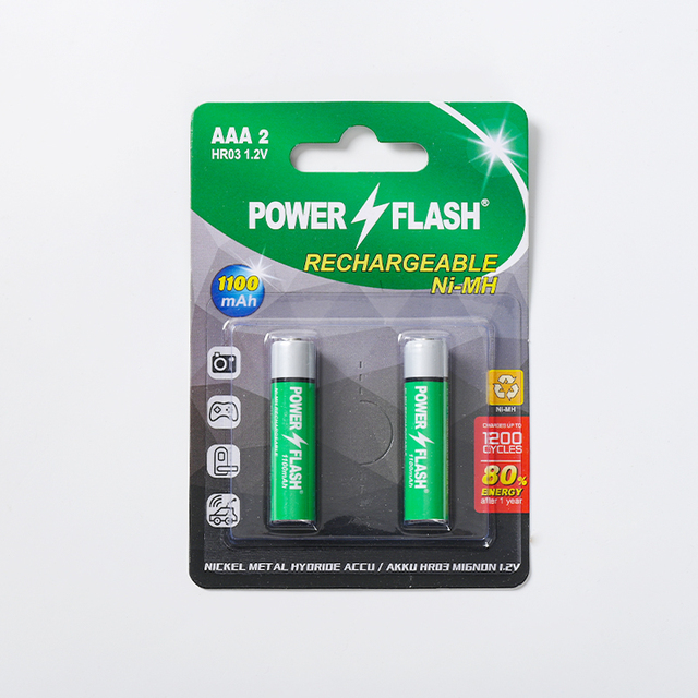 Hot Sales POWER FLASH HR03 AAA Aluminium Jacket 1.2Volt Rechargeable NIMH Batteries for Consumer Electronics & Toys