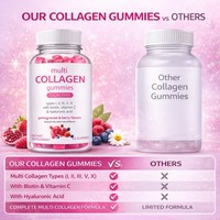 Gommes collagène peau/cheveux/ongles | Collagène de poisson + biotine + MSM | Baies | OEM marque privée | 60 pcs