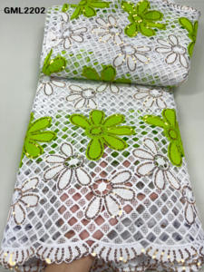 Commercio all'ingrosso 2022 nuovo arrivo <span class=keywords><strong>Guipure</strong></span> di pizzo cavo bianco con paillettes ricamo nigeriano tessuto di pizzo <span class=keywords><strong>Guipure</strong></span> di seta del latte - Product Image 6