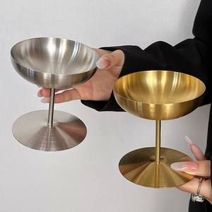 304 Paslanmaz Çelik Mat Dondurma İçecek Bardağı Uzun Tatlı Bardağı Milkshake Puding Meyve Salatası Kasesi - Product Image 6