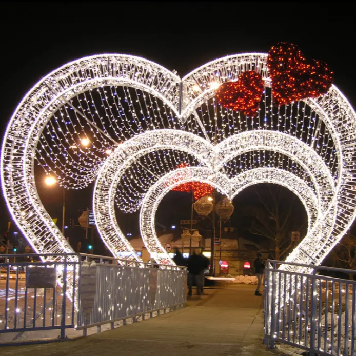 2023 yeni düğün sevgililer giriş dekorasyon Led kalp şeklinde kemer ışıkları tasarımlar süslemeleri için EventsParty malzemeleri