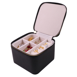 Modern Black Brown Pink White PU Travel <strong>Jewelry</strong> Organizer Case with <strong>Mini</strong> Tray for Ring Earring Necklace Storage <strong>Mini</strong> <strong>Jewelry</strong> <strong>Box</strong> - Product Image 3