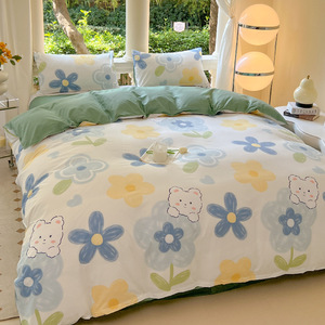 Parure de lit quatre pièces style frais et mignon, ensemble trois pièces pour dortoir individuel d'été, literie à motif de dessin animé - Product Image 6