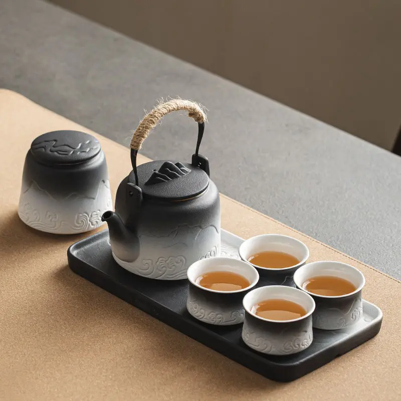 Set da tè per casa da soggiorno leggero di lusso con manico in Kung Fu teiera piccolo vassoio da tè Kung Fu scatola regalo Set da tè