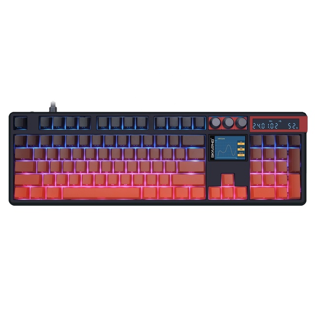 104key Wireless Mechanical Keyboard Screen  Knob Hot-Swappable Side-Engraved PBT Keycap RGB  PC Gaming Keyboard