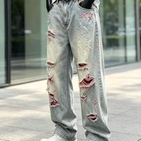 Jean décontracté pour homme, taille mi-haute, en denim doux, coupe ajustée, jambe fuselée, pour usage quotidien, avec logo personnalisé
