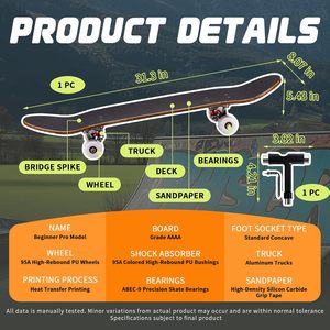 Skateboard professionnel double rocker double kick 31 pouces, plateau en érable, roulements ABEC-9, roues en PU 95A, design graphique personnalisé - Product Image 2