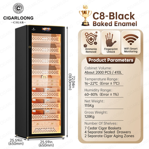 Nouveau CIGARLOONG C8, armoire à cigares avec intérieur entièrement en cèdre espagnol, humidité constante, humidor intelligent pour les amateurs de cigares - Product Image 1