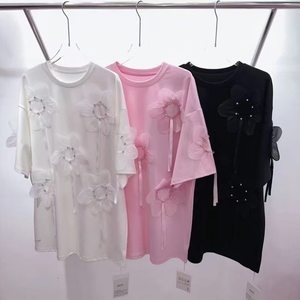 Elegante Abito Lungo <span class=keywords><strong>a</strong></span> T-Shirt con Fiocco in Strass per Signore, Top Casual da Festa - Product Image 2
