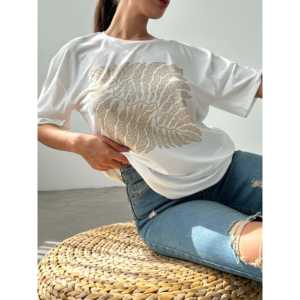 Camiseta Básica Estampada para Mujer, 100% Algodón Jersey, Manga Regular, Transpirable, Impresión Serigráfica - Product Image 4