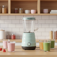 Mixeur Électrique à Bouton Poussoir en Acier Inoxydable 600ml, Vitesse Variable, pour Smoothies/Shakes, Moteur en Cuivre Pur, Usage Domestique