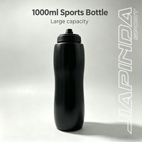 Bouteille d'eau de sport 1L à large ouverture avec bouchon à vis sans BPA en PP, anti-fuite, réutilisable, pour la salle de sport, l'entraînement et le sport