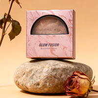 Palet Bedak Highlighter Marble Baked Dengan Cermin, Bronzer Wajah Berkilau, Bedak Padat, Riasan Natural Glow, Logo Custom