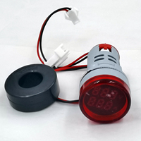 Panel Meter Digital Mini 22mm Dual LED Volt/Ammeter Bahan ABS Lampu Latar Merah IP53 Akurasi 0.5 100A Maks Fase Tunggal