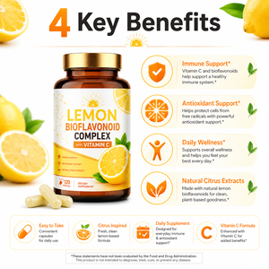 Complexe de bioflavonoïdes de citron avec capsules de vitamine C, complément alimentaire, soutien immunitaire et antioxydant, marque privée - Product Image 2