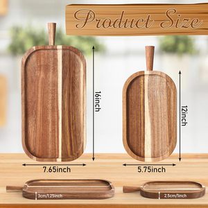 Planche <span class=keywords><strong>de</strong></span> service en bois d'acacia avec poignée, <span class=keywords><strong>plateau</strong></span> rectangulaire pour charcuterie, <span class=keywords><strong>plateau</strong></span> <span class=keywords><strong>de</strong></span> dîner en acacia avec grain naturel - Product Image 5