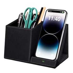 Wholesale Phone Charger Pen Cup Pencil Pen Holder With Type C And Usb Ports For Office Wireless Charger Stand