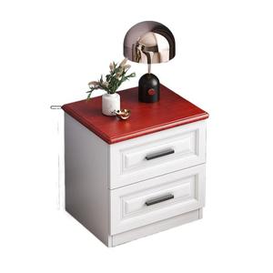 Mesita de noche blanca con 2 cajones, mueble de almacenamiento para dormitorio - Product Image 5