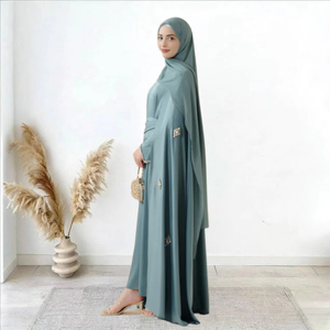 Abaya de Color Sólido con Diamantes de Imitación de Alta Gama, Vestido de Oración Musulmán para Mujeres, Ramadán, Eid - Product Image 5