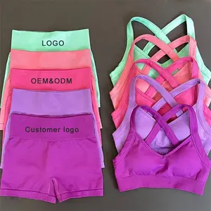 Custom Logo 2/3PCS Seamless Yoga Set High Waist Sportswear Workout Clothes For Women Running Fitness Gym Sets