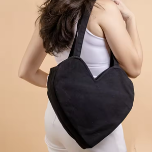 กระเป๋ารูปหัวใจแบบกำหนดเองได้, กระเป๋าถือผ้าแคนวาสแฟชั่นสำหรับผู้หญิง, กระเป๋าสะพายไหล่ผู้หญิง, กระเป๋าช้อปปิ้ง - Product Image 6