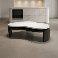 Lot de 2 tables basses contemporaines en MDF, rectangulaires et carrées, durables, 130 cm et 80 cm, noires, pour salon