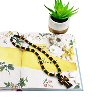 Collar de Coco Jamaicano, Estilo Hip-Hop, con Cuentas de Coco, Estilo Reggae Rasta, con Colgante de Madera Pintada con Cruz, para Hombre