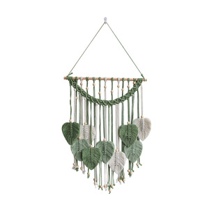 Boho Décoration Artisanale Tapisserie Tête <span class=keywords><strong>de</strong></span> <span class=keywords><strong>Lit</strong></span> Feuilles Vertes Macramé Tenture Murale Décoration Murale - Product Image 6