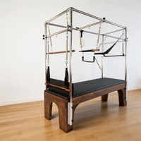 Machine de Pilates Cadillac Écologique et Portable en Bois de Noyer Durable, Réglable pour Entraînement Complet du Corps