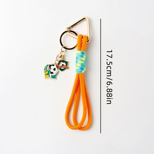 Hand-Weave Polyester Rope Keychain Colorful Tassel Soccer <b>Lanyards</b> Carabiner <b>Key</b> Holder Women Bag Charms Pendant - Product Image 3