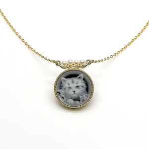 Heizun Factory Noir Bleu Rouge Pierre Précieuse Plaqué Or 18K S925 Argent Animal Pendentif Collier Décoré De Perle pour <span class=keywords><strong>Bijou</strong></span> Cadeau - Product Image 2