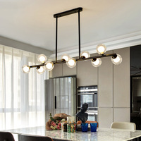 Boule à bulles en verre clair moderne longue bande or noir LED suspension linéaire intérieur chambre à coucher salle à manger lustre