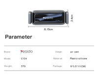 YESIDO C124 Rotation à 360 degrés double Double Clip sortie d'aération support de voiture cellule Mobile support de téléphone intelligent