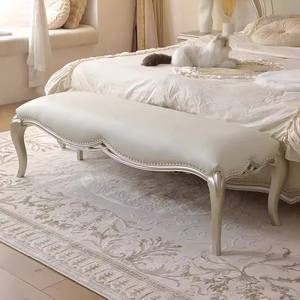 Banc d'extrémité de lit en bois de chêne chic nord-américain avec <span class=keywords><strong>cuir</strong></span> nappa idéal pour les retraites de chambre à coucher confortables - Product Image 2