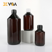 Conteneur en PET brun de qualité alimentaire personnalisé, 250 ml, 500 ml, 1000 ml, pour les soins de santé, les médicaments, les pilules, les capsules, avec bouchon à pression et à torsion